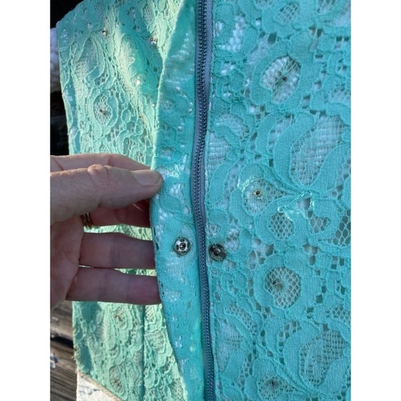 Vintage 1960 Lace Aqua Green Maxi Dress - Picture 8 of 14
